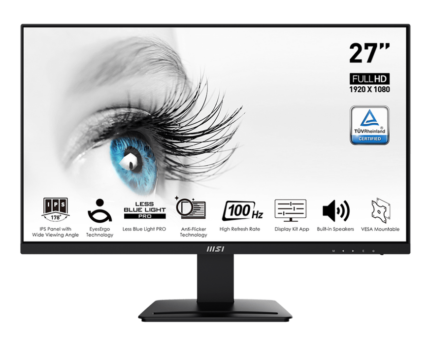 MSI PRO MP273A 27” FHD IPS 100Hz 1ms Business Monitor - Black