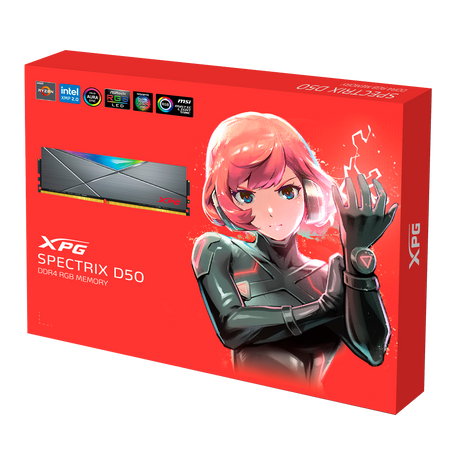 Adata XPG Spectrix D50 RGB 16GB Kit (2*8GB) DDR4 3200MHz Tungsten Grey by Adata