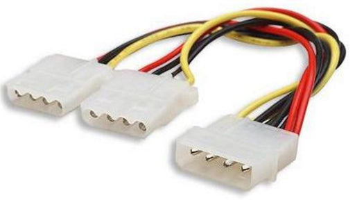 Astrotek Molex Power Cable 1x 5.25M To 2x 5.25F 1x Male Molex Plug Converted To 2x Female Molex Connectors Molded PVC Boot 20cm - IT Warehouse