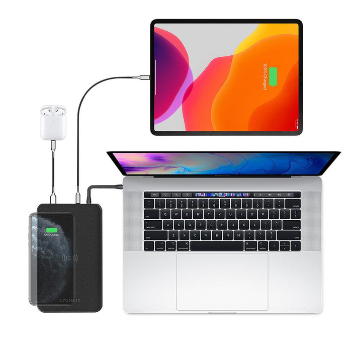 Cygnett ChargeUp Edge+ 27K mAh USB-C Laptop and Wireless Power Bank - Black (CY3113PBCHE)
