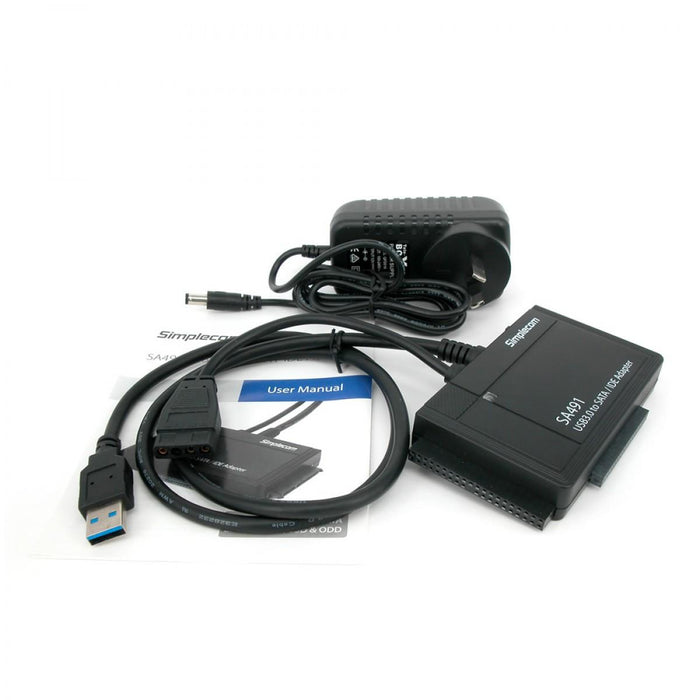 Simplecom SA491 3-in-1 USB-3.0 To 2.5/3.5in and 5.25 SATA/Ide Adapter With Power Supply