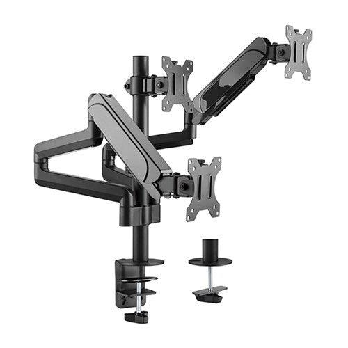 Brateck Triple Monitors Pole-Mounted Gas Spring Monitor Arm Fit Most 17in-27in Monitors Up To 7Kg Per Screen LDT48-C036 - IT Warehouse