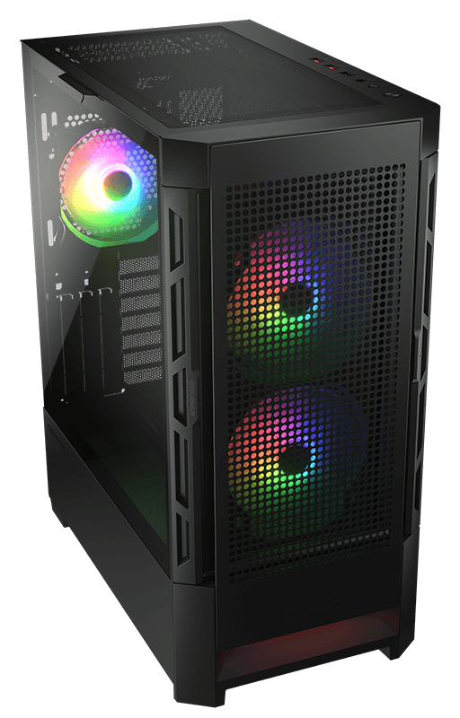 Cougar AIRFACE RGB BLACK TG midi tower 2x 140mm & 1x 120mm ARGB Fan, 1x LED strip