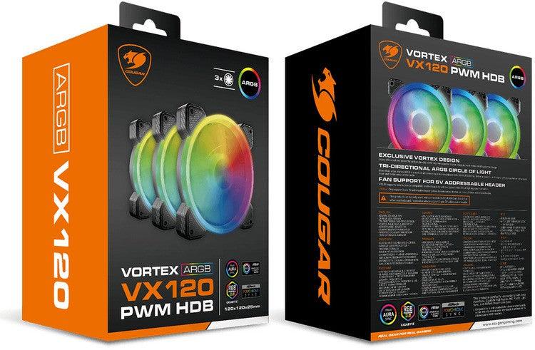 Cougar Vortex ARGB VX120 PWM HDb Case Fan 3-Pack-CF-VX12Hb3-RGB - IT Warehouse
