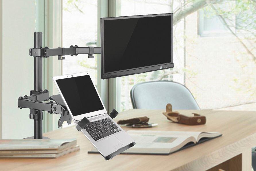 Brateck Double Joint Monitor Arm with Laptop Holder