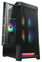 Cougar AIRFACE RGB BLACK TG midi tower 2x 140mm & 1x 120mm ARGB Fan, 1x LED strip
