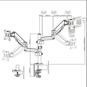 Brateck Dual Monitor Full Extension Gas Spring Dual Monitor Arm