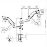 Brateck Dual Monitor Full Extension Gas Spring Dual Monitor Arm by Brateck