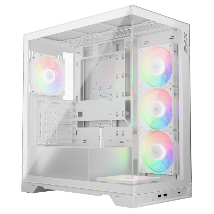 XPG INVADER X Mid-Tower PC Chassis WHITE with 5*ARGB, riser cable