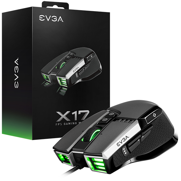 EVGA X17 Gaming Mouse, 8k, Wired, Grey, Customizable