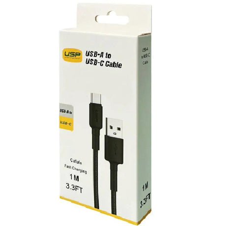 USP BoostUp Braided USB-C to USB-A Cable (1M) Black by USP