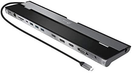 J5Create JCD543 USB-C Triple Display Docking Station (USB-C To VGA/HDMI/DP/RJ45/SD Card/USB-A x 3/USB-C x 1/USB-C PD) - IT Warehouse